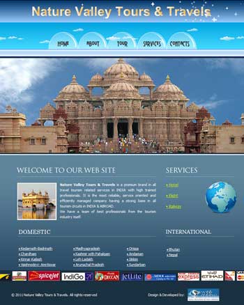 Website Design of Nature Valley Tours & Travels